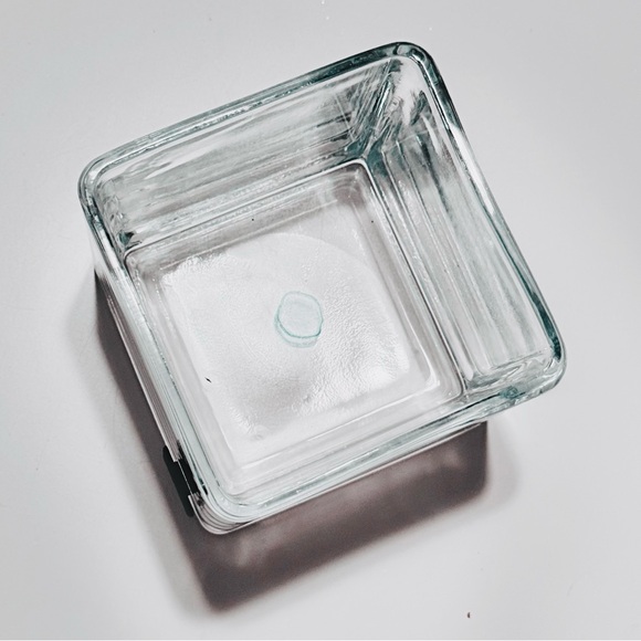 AROMATIQUE 4” Clear Glass Square Vase w Gold “A” - Makeup Brush or Pen Holder - Picture 6 of 7